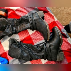 Knee high black dress boot